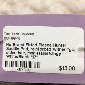 Fitted Fleece Hunter Saddle Pad, reinforced wither *gc, older, hair, mnr stains/dingy