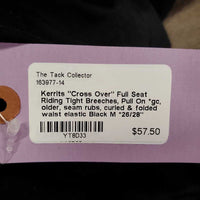 "Cross Over" Full Seat Riding Tight Breeches, Pull On *gc, older, seam rubs, curled & folded waist elastic