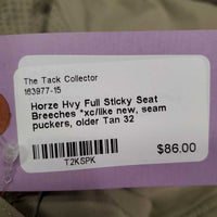 Hvy Full Sticky Seat Breeches *xc/like new, seam puckers, older
