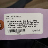 Sticky Full Seat Riding Tight Breeches, Pull on *gc, seam puckers, faded?, pulled belt loop stitching, rubs, frays
