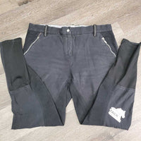 Full Seat Breeches *gc, faded, undone stitching, seam puckers, pulled seat seam, stretched knees