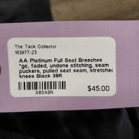 Full Seat Breeches *gc, faded, undone stitching, seam puckers, pulled seat seam, stretched knees
