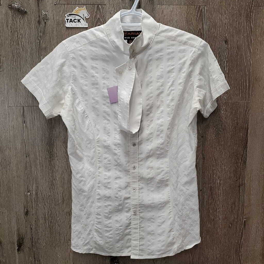 SS Show Shirt, 1x Button Collar *gc, pit stains, puckers