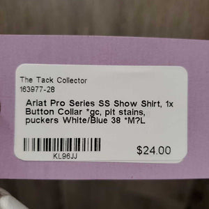 SS Show Shirt, 1x Button Collar *gc, pit stains, puckers