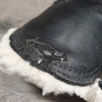 Closed Fleece Lined Boots, velcro *gc/fair, clean, hairy, rubs, holey, missing logo, hairy & weak velcro