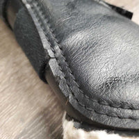 Closed Fleece Lined Boots, velcro *gc/fair, clean, hairy, rubs, holey, missing logo, hairy & weak velcro
