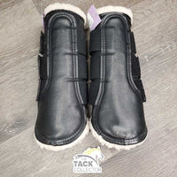 Pr Fleece Lined Closed Hind Boots, velcro *gc, clean, stains, clumpy, mnr pilly edges, rubs

