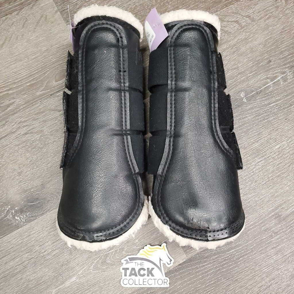 Pr Fleece Lined Closed Hind Boots, velcro *gc, clean, stains, clumpy, mnr pilly edges, rubs