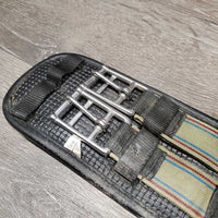 Nylon Web & Neoprene Dressage - Short Girth, 2x els *gc, clean, dirty & hairy seams, creases, faded, rubs