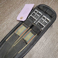 Nylon Web & Neoprene Dressage - Short Girth, 2x els *gc, clean, dirty & hairy seams, creases, faded, rubs