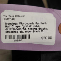 Microsuede Synthetic Half Chaps *gc/fair, rubs, dirt?discolored, peeling, cracks, stretched els, older
