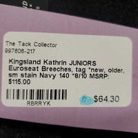 JUNIORS Euroseat Breeches, tag *new, older, sm stain
