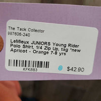 JUNIORS Young Rider Polo Shirt, 1/4 Zip Up, tag *new
