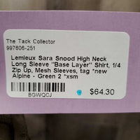 High Neck Long Sleeve "Base Layer" Shirt, 1/4 Zip Up, Mesh Sleeves, tag *new

