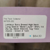 High Neck Long Sleeve "Base Layer" Shirt, 1/4 Zip Up, Mesh Sleeves, tag *new