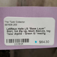 LS "Base Layer" Shirt, 1/4 Zip Up, Mesh Sleeves, tag *new