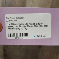 LS "Base Layer" Shirt, 1/4 Zip Up, Mesh Sleeves, tag *new
