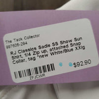 SS Show Sun Shirt, 1/4 Zip up, attached Snap Collar, tag *new
