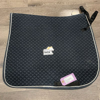 Quilt Dressage Saddle Pad, 1x piping *gc, hair, rubs, faded, holey edges, hair, puckers
