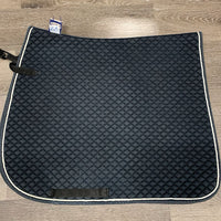 Quilt Dressage Saddle Pad, 1x piping *gc, hair, rubs, faded, holey edges, hair, puckers