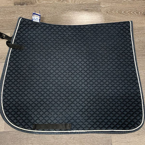 Quilt Dressage Saddle Pad, 1x piping *gc, hair, rubs, faded, holey edges, hair, puckers