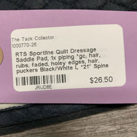 Quilt Dressage Saddle Pad, 1x piping *gc, hair, rubs, faded, holey edges, hair, puckers
