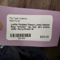 Padded Fleece Lined Helmet Bag "whales" *gc, hair, dirt, stains, older
