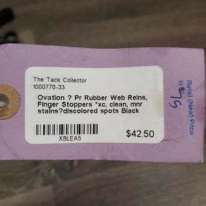Pr Rubber Web Reins, Finger Stoppers *xc, clean, mnr stains?discolored spots