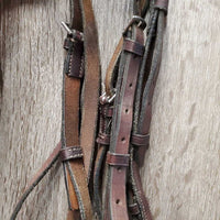 Rsd Leather Bridle Wide Braided Reins *vgc/gc, clean, edge scrapes, dry, stiff, chews, scrapes, mnr undone stitching, faded