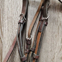 Rsd Leather Bridle Wide Braided Reins *vgc/gc, clean, edge scrapes, dry, stiff, chews, scrapes, mnr undone stitching, faded
