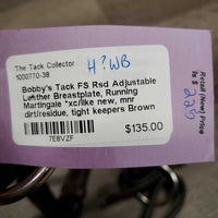 FS Rsd Adjustable Leather Breastplate, Running Martingale *xc/like new, mnr dirt/residue, tight keeper