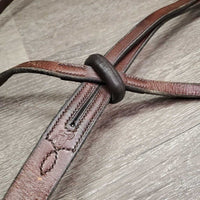 FS Rsd Running Martingale, stopper *vgc, clean & mnr dirt?residue, older, stiff, dry, v.tight keeper, creases