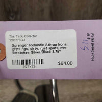 Icelandic Stirrup Irons, grips *gc, dirty, rust spots, mnr scratches
