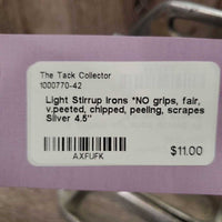 Light Stirrup Irons *NO grips, fair, v.peeted, chipped, peeling, scrapes
