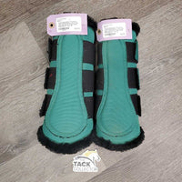 Pr Fleece Lined Closed Boots, velcro *vgc, clean, mnr hair & frayed edges