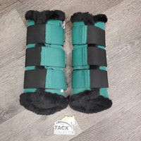 Pr Fleece Lined Closed Boots, velcro *vgc, clean, mnr hair & frayed edges
