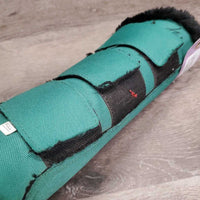 Pr Fleece Lined Closed Boots, velcro *vgc, clean, mnr hair & frayed edges
