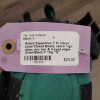 Pr Fleece Lined Closed Boots, velcro *vgc, clean, mnr hair & frayed edges