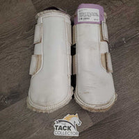Pr Fleece Lined Closed Front Boots *gc, hairy, dirt, stains, v.clumpy, scrapes, thin fleece