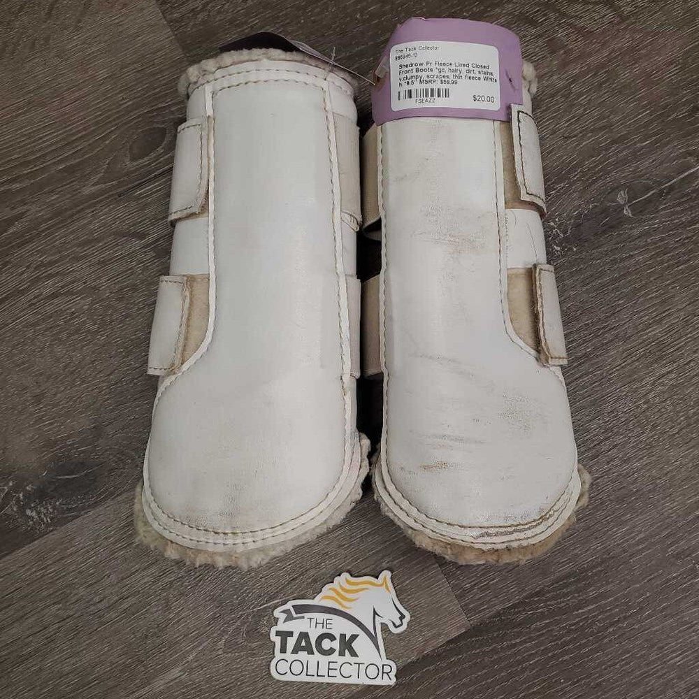 Pr Fleece Lined Closed Front Boots *gc, hairy, dirt, stains, v.clumpy, scrapes, thin fleece