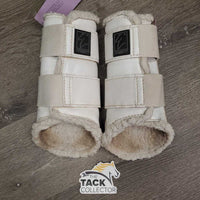 Pr Fleece Lined Closed Front Boots *gc, hairy, dirt, stains, v.clumpy, scrapes, thin fleece

