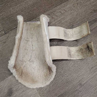 Pr Fleece Lined Closed Front Boots *gc, hairy, dirt, stains, v.clumpy, scrapes, thin fleece