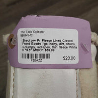 Pr Fleece Lined Closed Front Boots *gc, hairy, dirt, stains, v.clumpy, scrapes, thin fleece