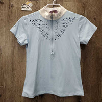 SS Show Shirt, 1/2 Zip Up, Horseshoe Charm. Laser cut *xc/like new
