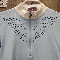 SS Show Shirt, 1/2 Zip Up, Horseshoe Charm. Laser cut *xc/like new
