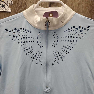 SS Show Shirt, 1/2 Zip Up, Horseshoe Charm. Laser cut *xc/like new