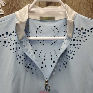 SS Show Shirt, 1/2 Zip Up, Horseshoe Charm. Laser cut *xc/like new