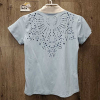 SS Show Shirt, 1/2 Zip Up, Horseshoe Charm. Laser cut *xc/like new
