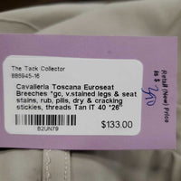 Euroseat Breeches *gc, v.stained legs & seat, stains, rub, pills, dry & cracking stickies, threads