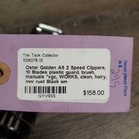 2 Speed Clippers, 10 Blades plastic guard, brush, manuals *vgc, WORKS, clean, hairy, mnr rust